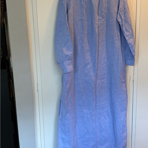 J.Crew Bungalow Maxi Popover Dress in French Blue Linen - Picture 6 of 9